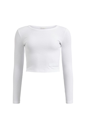 Rethinkit, Soft rib crop tee Key, White